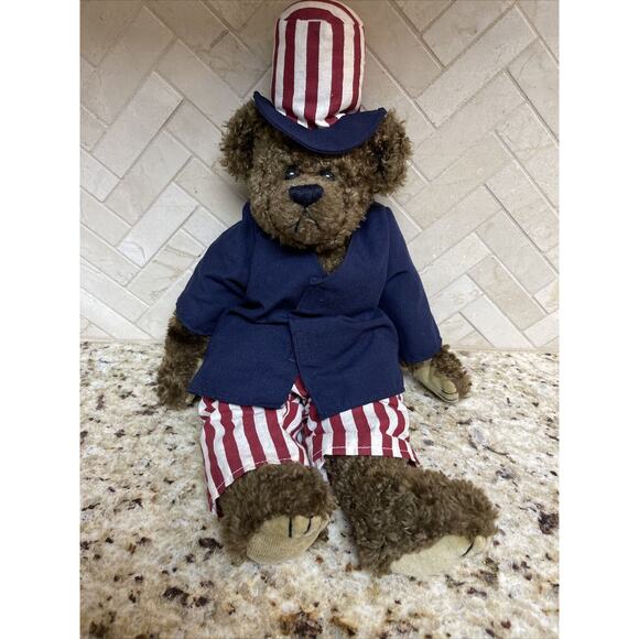Ty Attic Treasures Uncle Samuel Patriotic Bear Plush 14" 1993 July 4th - Picture 1 of 5